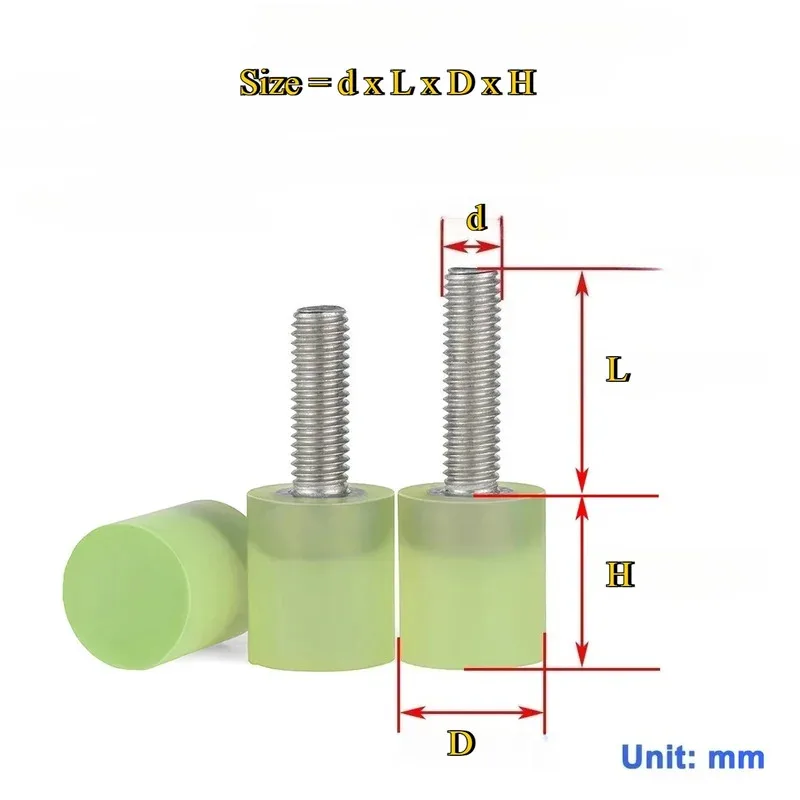 منع الضرر 304 الفولاذ المقاوم للصدأ البولي يوريثين المغلفة الترباس الحد من الضوضاء للمعدات الدقيقة M4 M5 M6 M8 M10 M12