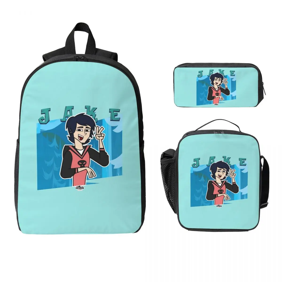 

Adventure Camp Jake Backpack Boys Girls BookBag School Bag Laptop Shoulder Bags 3ps Insulated Lunch Bag Pencil Case