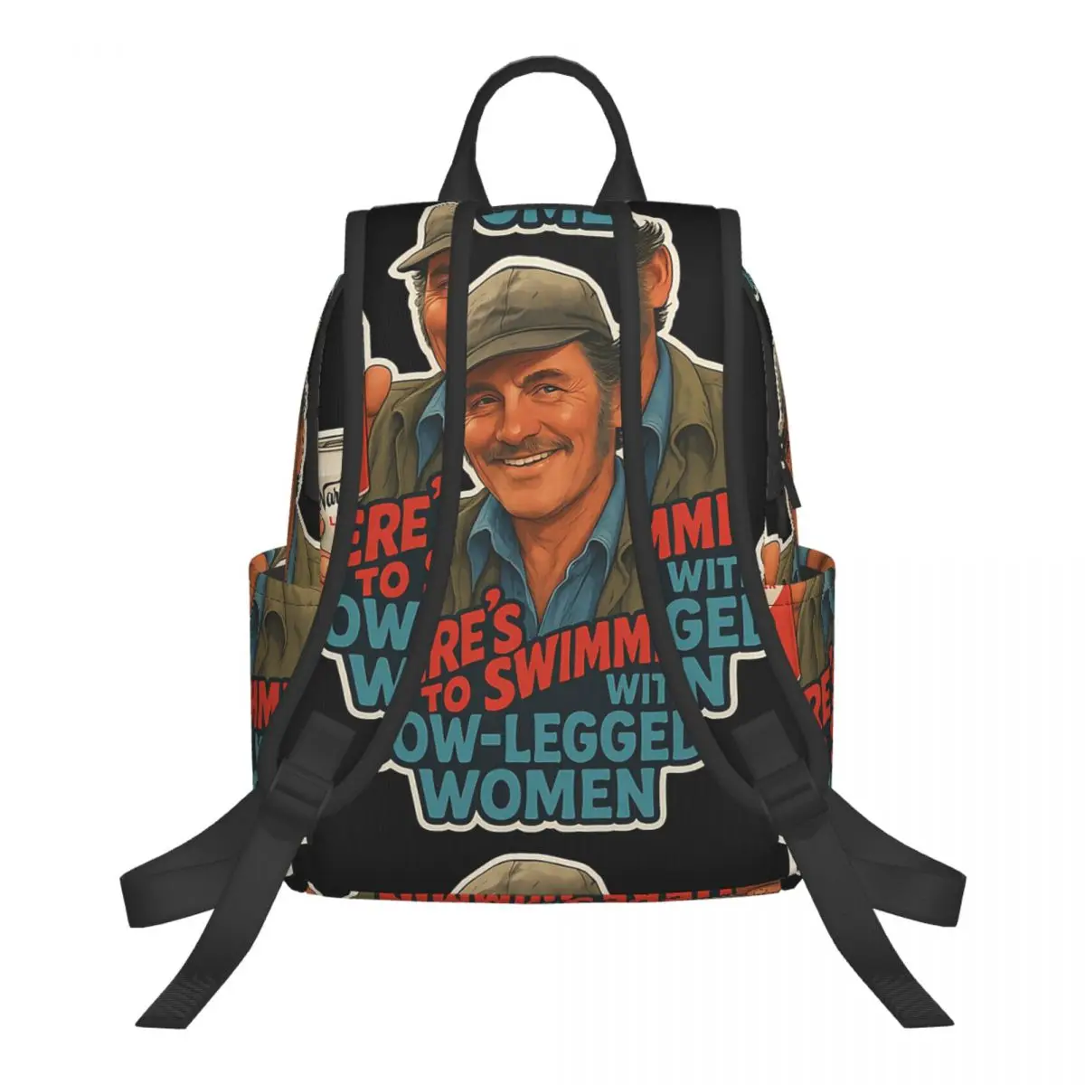 Heres To Swimmin Quint Jaws Movie Quote Student Backpack School Bag Hiking Travel Daypack for Boys Girls Bookbag Shoulder Bags