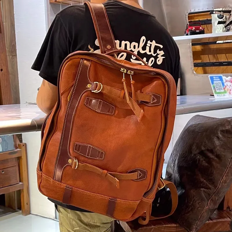 New Arrival Genuine Leather Backpack for Men with Multiple Ways of Carrying, for Laptops