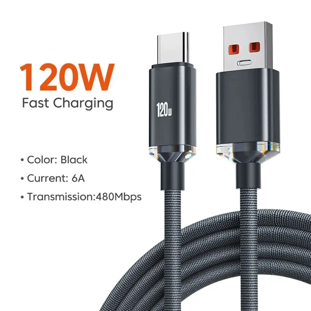 USB 3.0 6A Quick Charge Cable High Speed 25cm/1m/1.5m/2m 120W Fast Charging Cable for Samsung/Realme/Xiaomi/Huawei/OPPO/Vivo