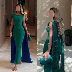 Customized Elegant Jewel Sheath Watteau Evening Dresses Rhinestone Tassel s Floor length nidel & red dresses