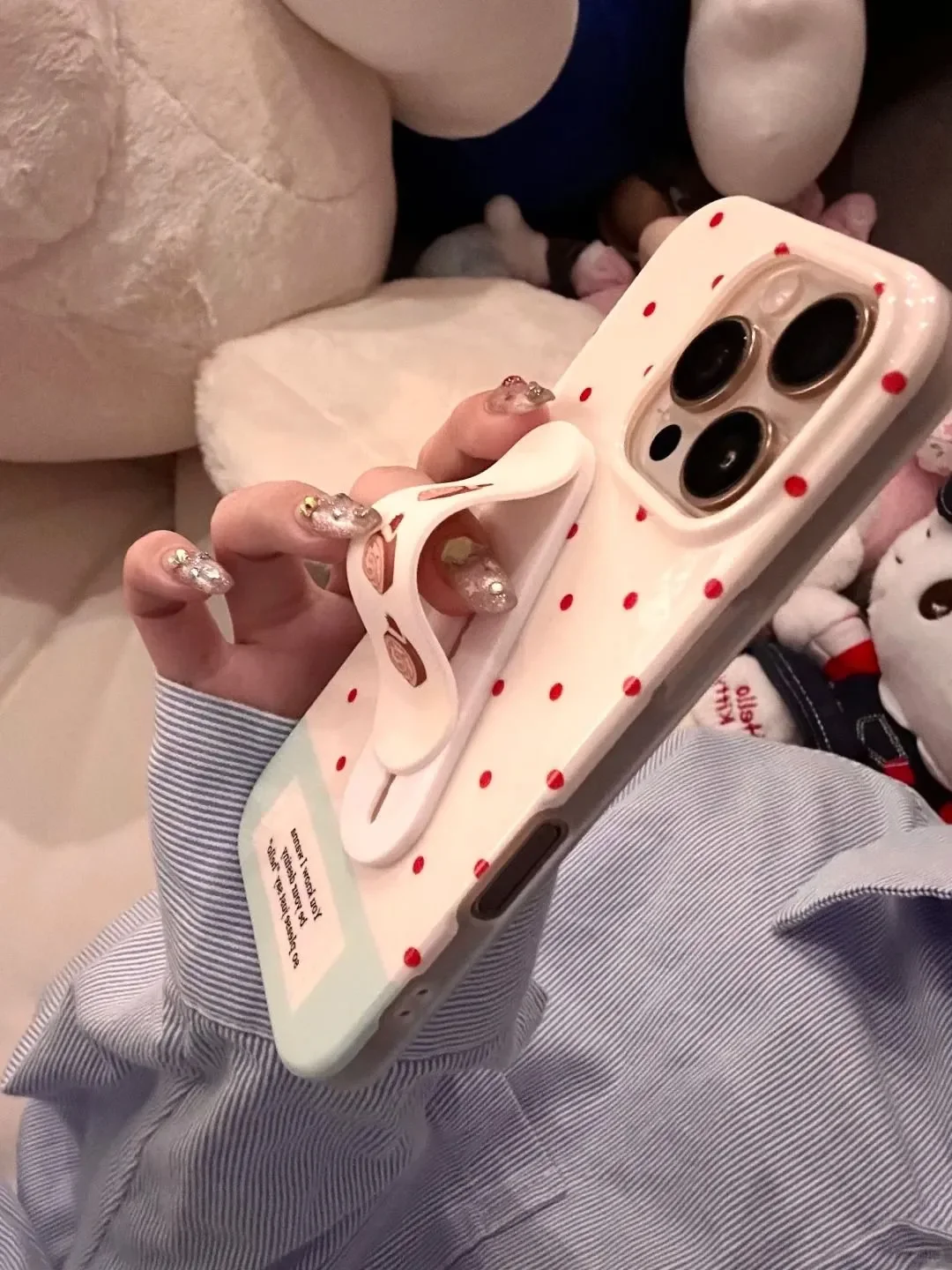 Coreano ins estilo bolo de morango nicho arte design engraçado band aid móvel push pull anel titular versátil universal pessoa preguiçosa