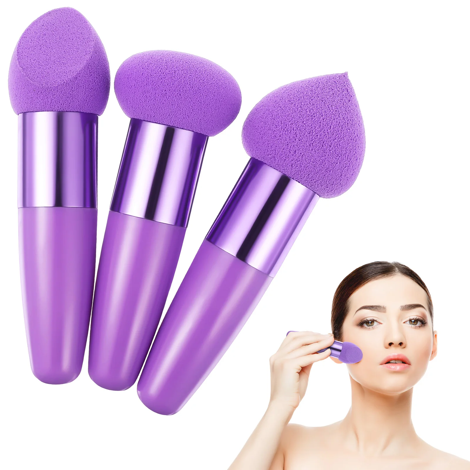 

3 Pcs Makeup Sponge Set Beauty Pen Blending Foundation Sponges Compact Size Travel Storage Easy Hold Perfect Effect