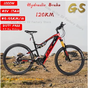 Image GS630 Electric Mountain Bike with Lithium Battery, Front and Rear, Double Shock Absorbers, E-Bike, 1000W, 48V, 17Ah, 27.5 in