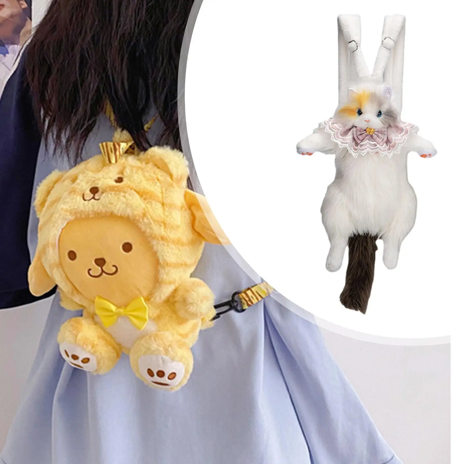 Cute Plush Cat Backpack Cartoon Backpack for Pet Lovers Women Girls Kids