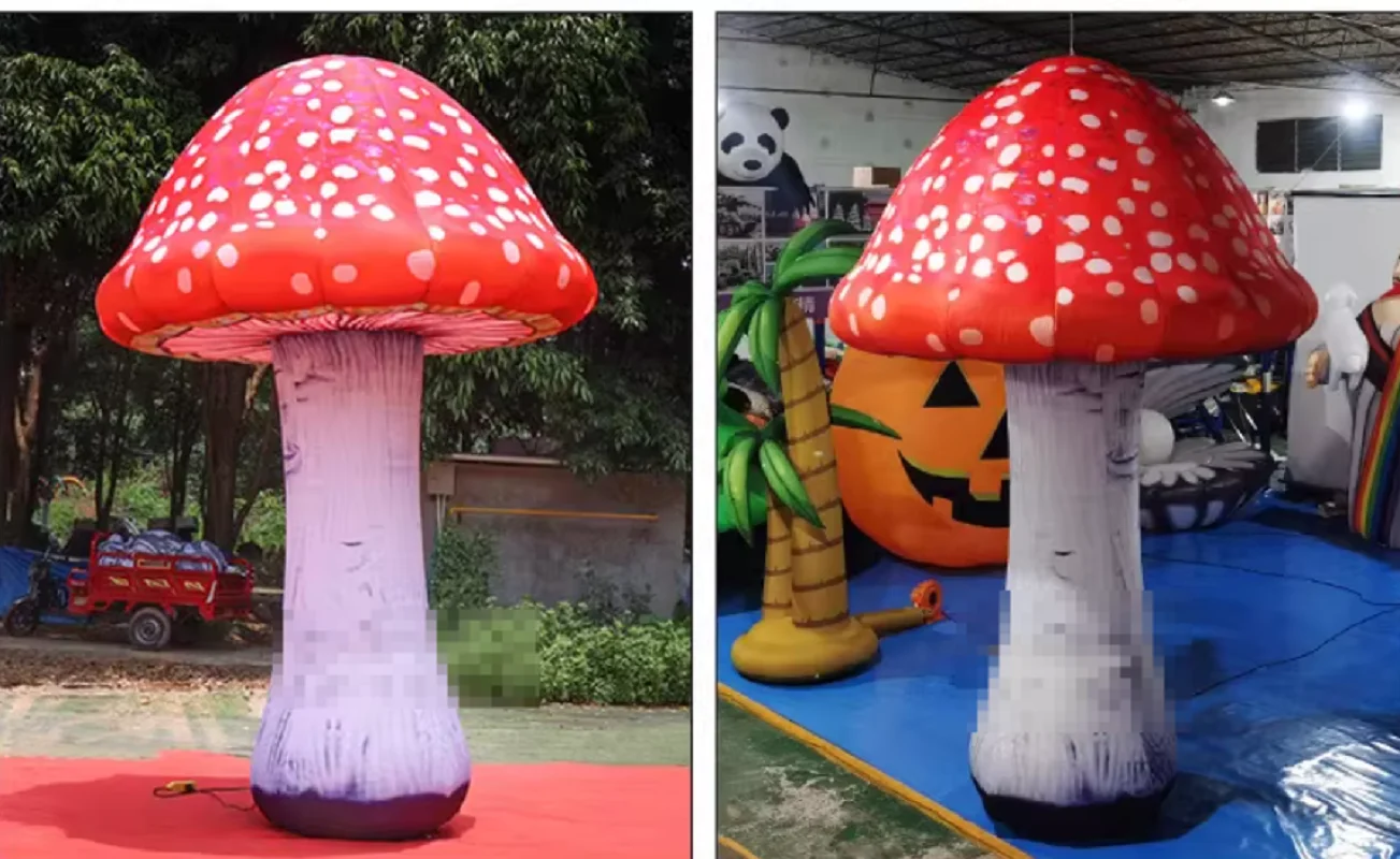 Giant Inflatable1m-6m Mushroom Decorations with LED Light And Blower for outside Christmas Party Stage Event