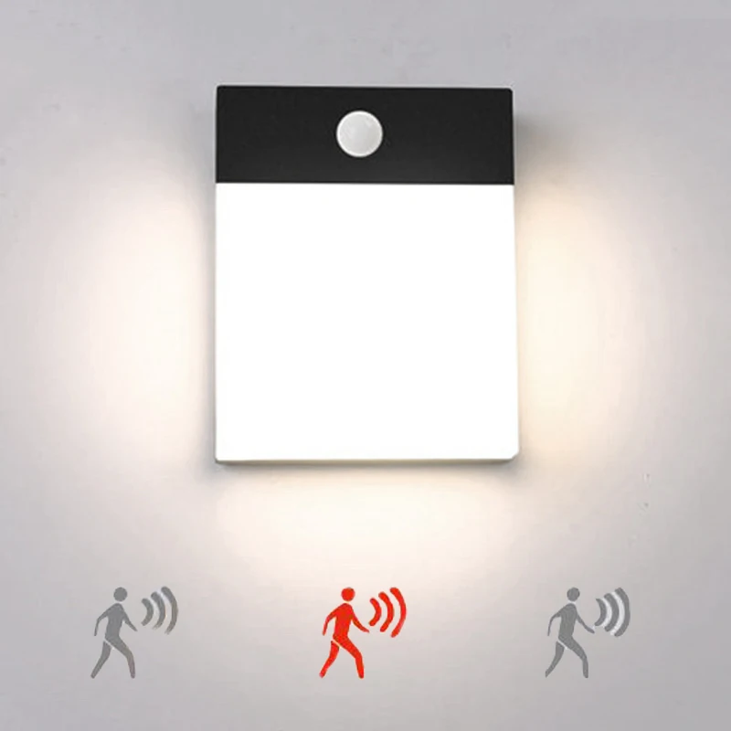 

GEFENSI Outdoor LED Wall Light Aluminum Waterproof IP65 Motion Sensor Wall Lamp For Garden Corridor Basement Porch Sconce Light