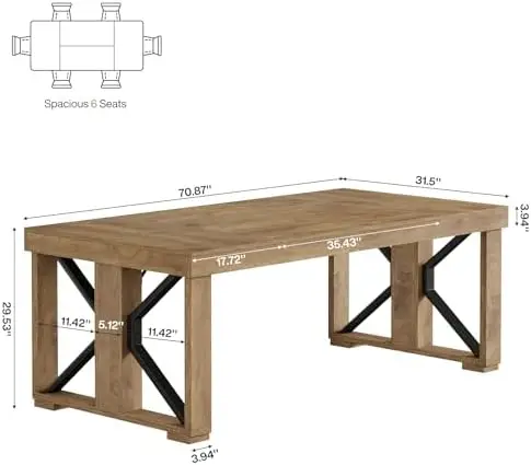 5.9 ft Conference Table for 6-8 People, 70.87