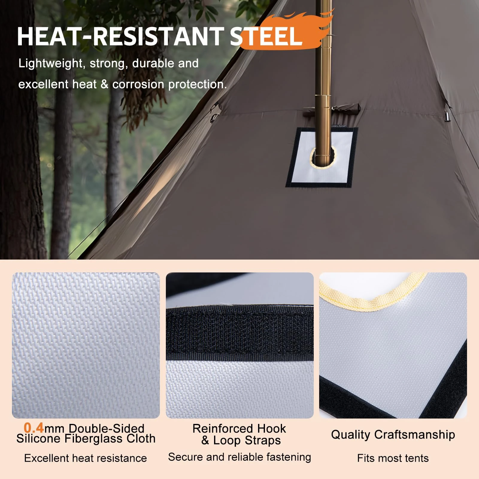 Goture Tent Chimney Fireproof - огляд і ціна Fireproof Stove Jack Tent Silicone