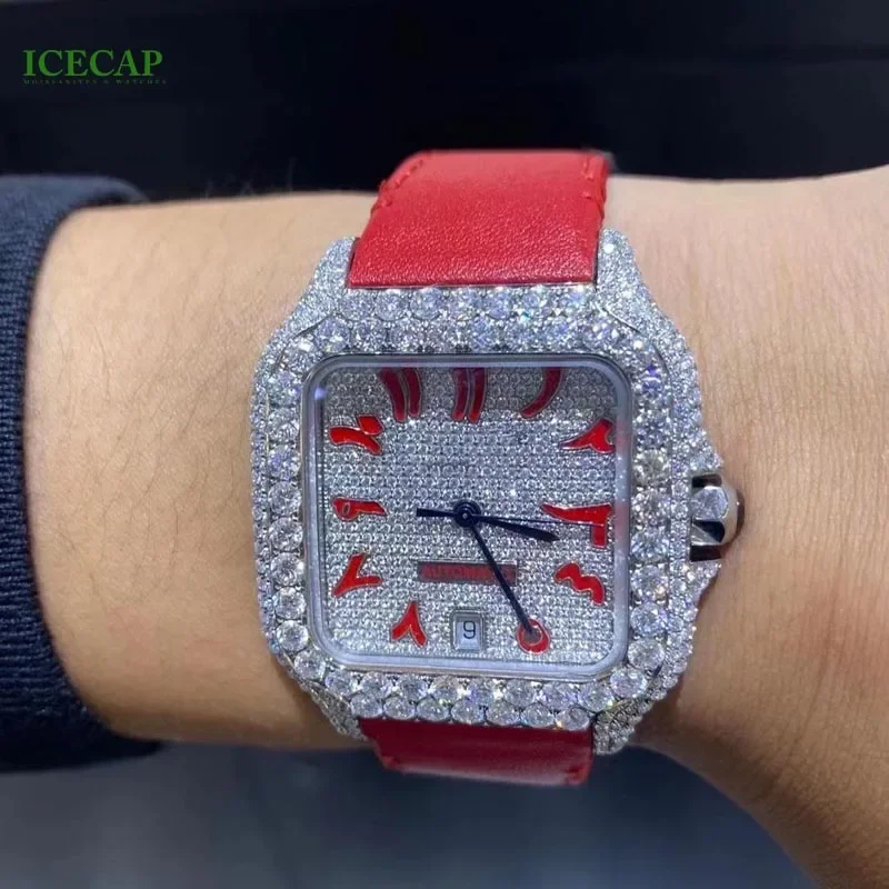 Hot Ice Diamond Luxury Watches Square VVS Moissanite Men Women Wrist Mechanical Watches