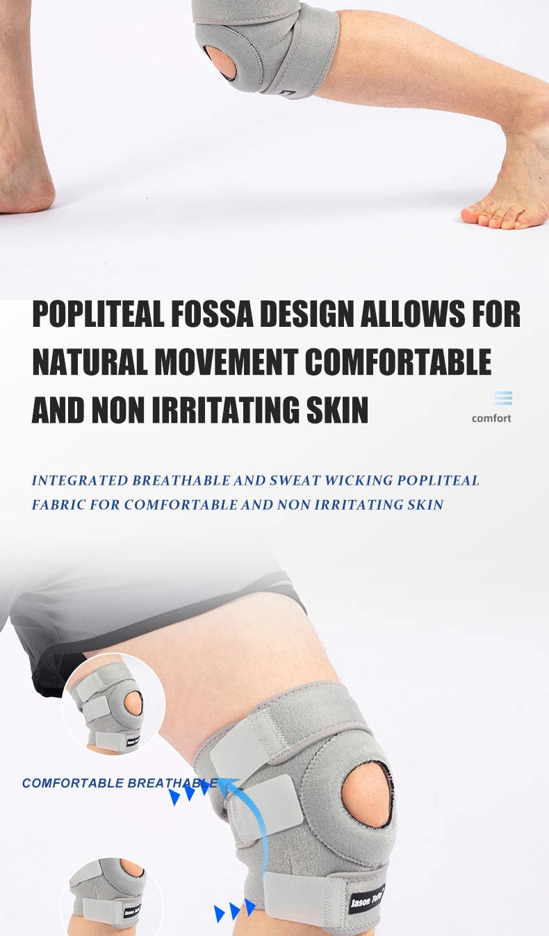 1-teilige Kniestütze mit offenem Patella-Design und verstellbarem Klettverschluss für Laufen, Radfahren, Aerobic, Fitness ﻿ – Detail 7