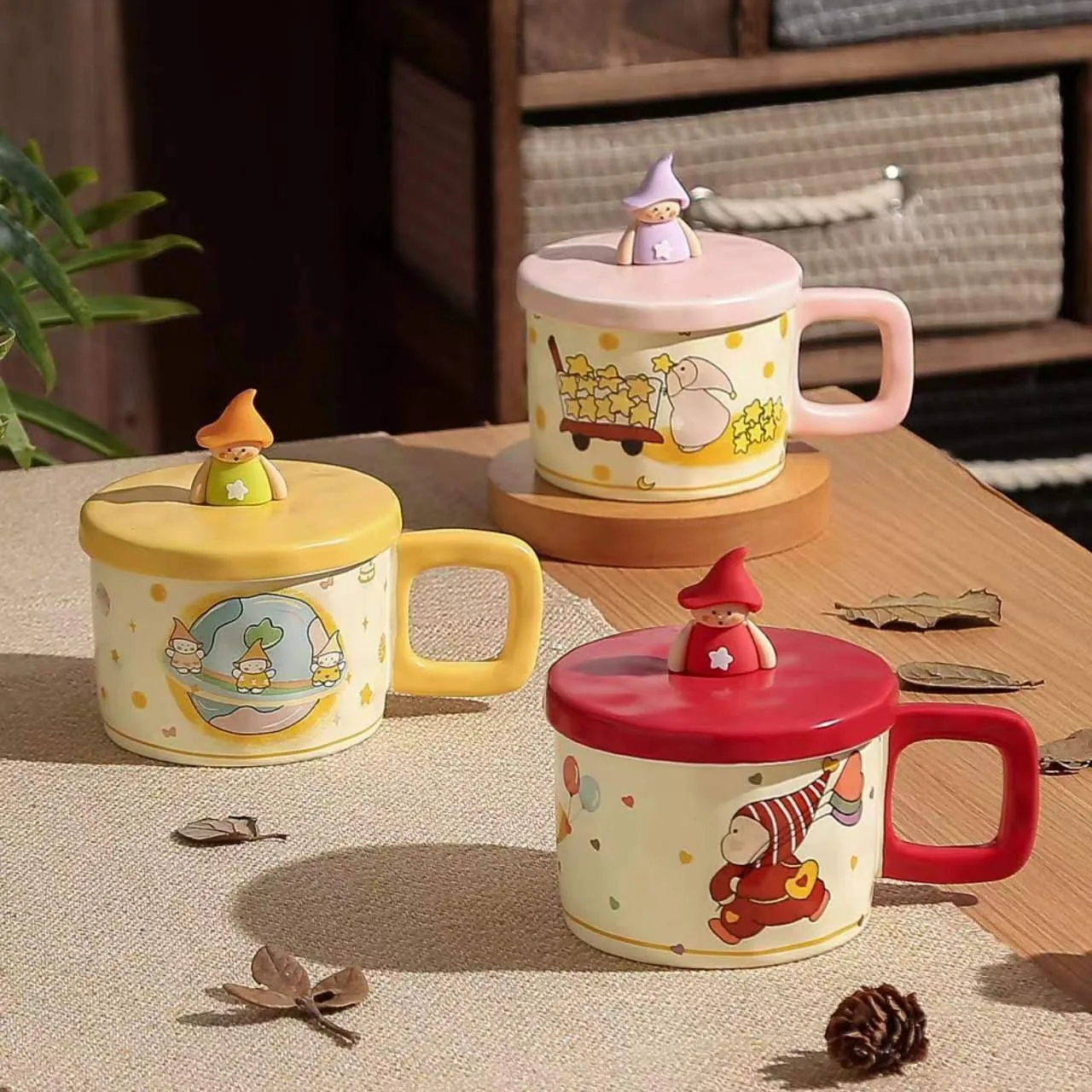 

Cute Cartoon Star Ceramic Mug With Lid - Large Capacity Couple-Friendly Cup, High-End Coffee/Water Mug Perfect Gift
