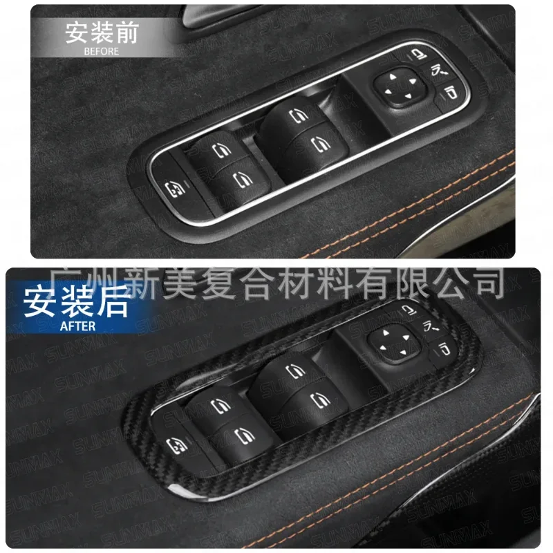 

For Mercedes-Benz A-Class For AMG CLA Real Dry Carbon Fiber 2020-2023 Interior Door Lift Panel Cover Modification Accessories