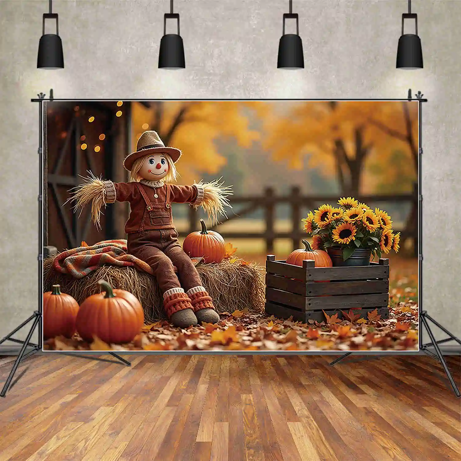 MOON.QG-خلفية عيد الشكر لاستوديو الصور ، الخلفية ، الفزاعة ، القرية ، الحديقة ، مزرعة الأطفال ، الحصاد ، لوازم التصوير الفوتوغرافي ، الخريف