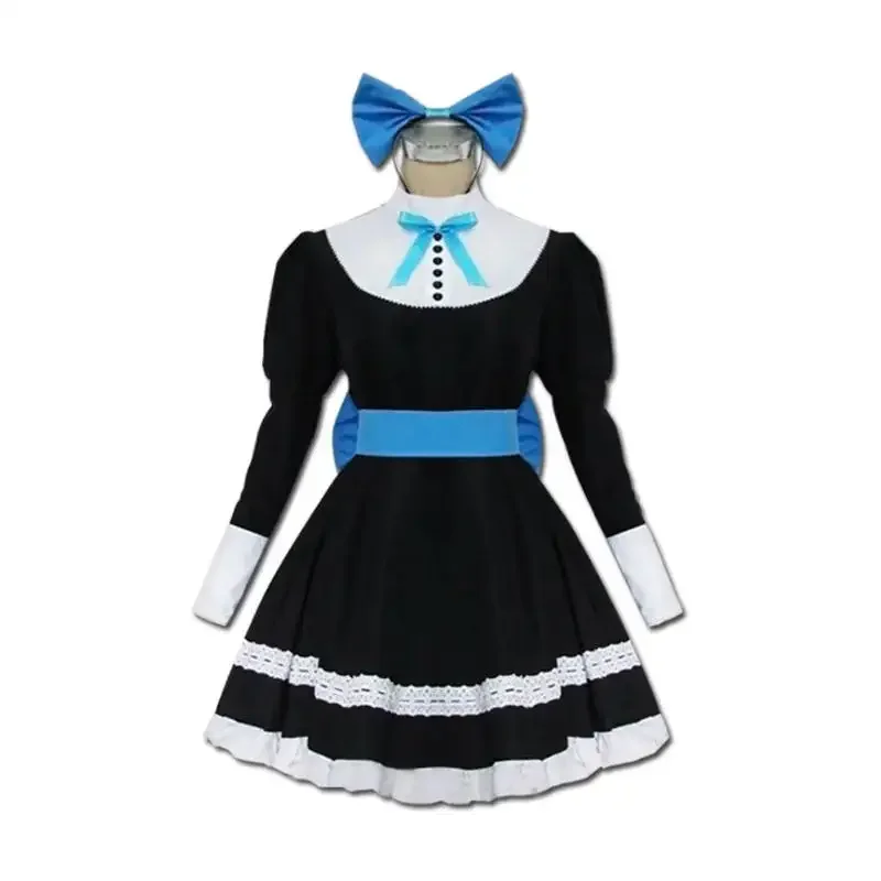 Anime calcinha & meia garterbelt gado com anarquia cosplay trajes preto feminino vestido lolita empregada roupas uniforme chapéus