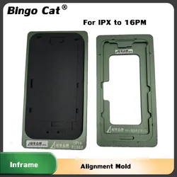 2pcs XHZC LCD Alignment With Frame Mold + Silicone Black Pad Mat For iPhone 16Pro 13 14 16 15 Pro Max OCA Lamination Tools Set