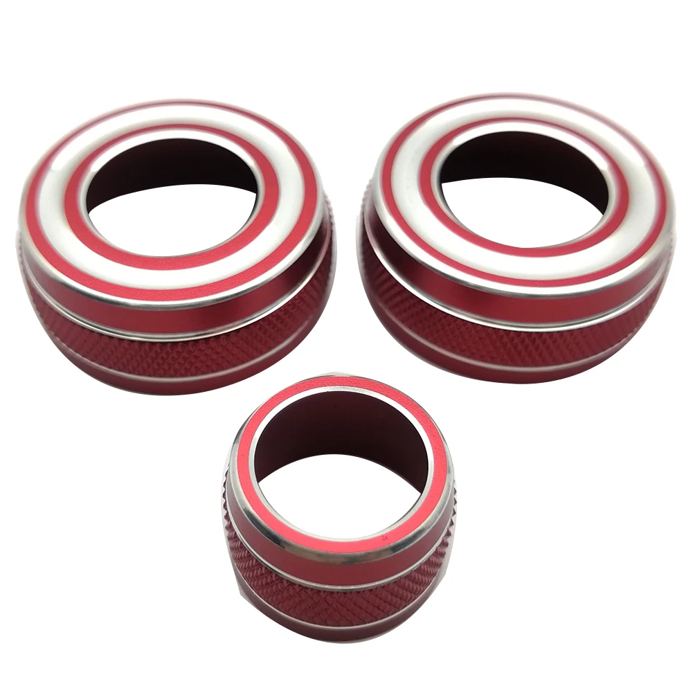 Car Dial Rod Decoration Ring for 2014-2019 C7 Aluminium Trim Interior Accessories 3Pcs, Red