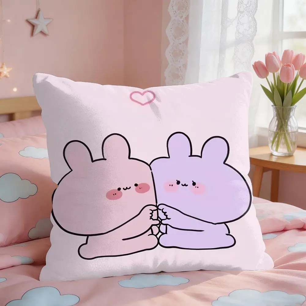 Asamimichaan Asleep Asamimi Cushion Cover Square Short Plush Pillow Case Living Room Sofa Home Decor Funda 40X40