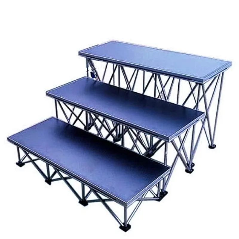 Escaleras de escenario de coro portátiles plegables de aleación de aluminio personalizadas de fábrica 3 peldaños