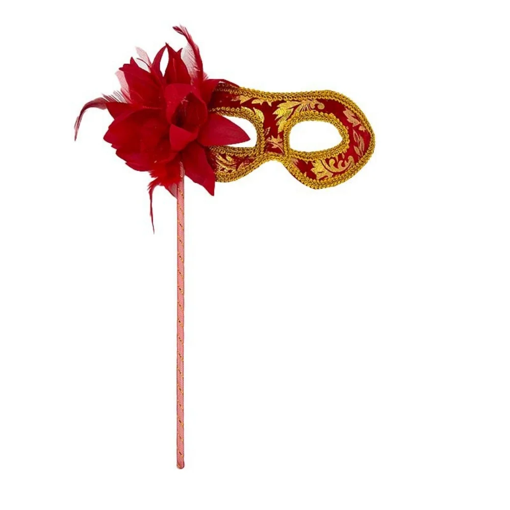 Handheld Gold Flower Mask Princess Half Face Mask Party Sexy Dress Wear Matching Mask Cosplay Props Accessories For Women