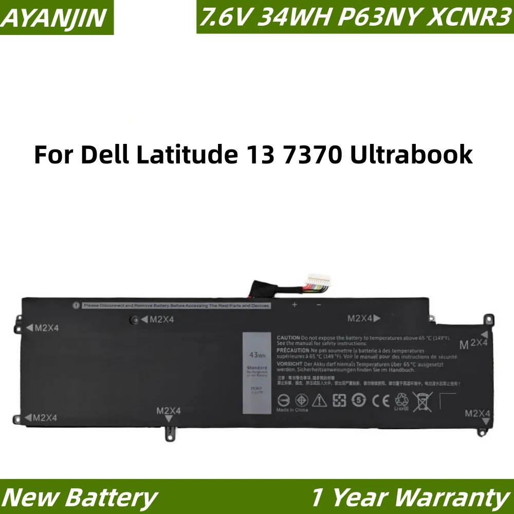 XCNR3 7.6V 34WH Laptop Battery For Dell Latitude 13 7370 Ultrabook N3KPR P63NY WY7CG