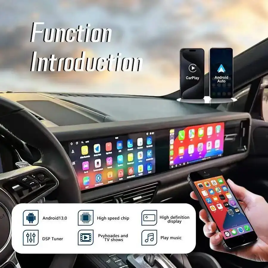 12.3 Inch+12.3Inch BT Carplay Android wireless Interactive Radio For Porsche  Cayenne 2010- 2017 Bluetooth Upgraded 2025  radio