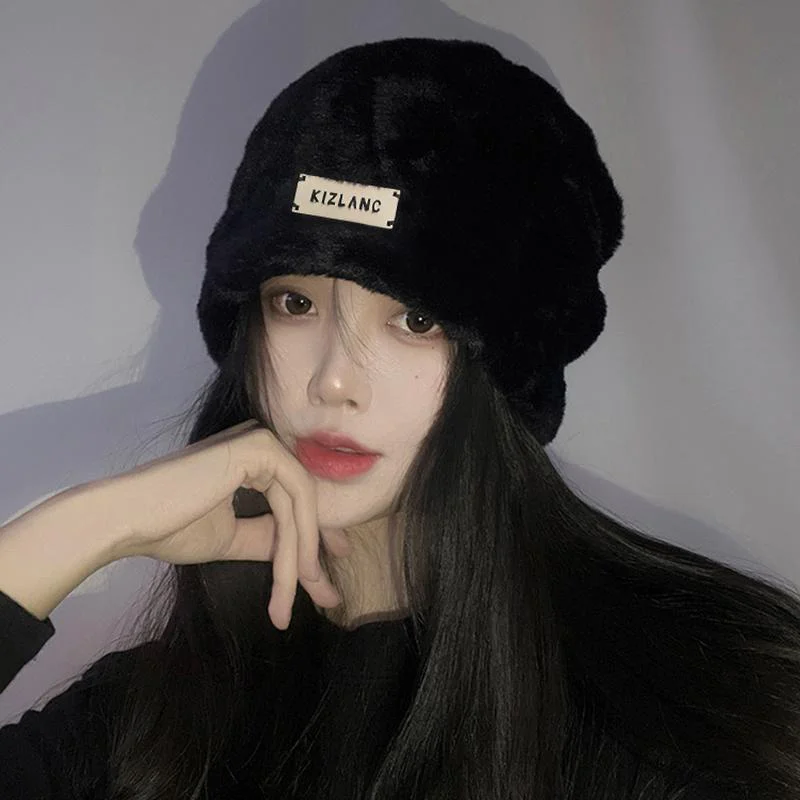 Plush Beanies Hats For Women Winter Warm Solid Baggy Fleece Wool Skullies Hat Outdoor Coldproof Thicken Caps image 5