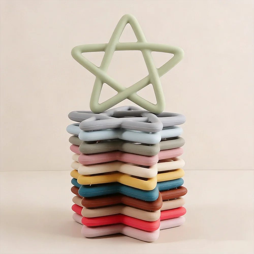 baby silicone teether infant big star shaped teething toy gum reliefe simulation bpa free training nursing gift soft