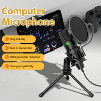 Micrófono condensador con cable USB para PC, ordenador, portátil, accesorios profesionales para juegos, transmisión de sonido, Podcast en vivo, grabación RGB