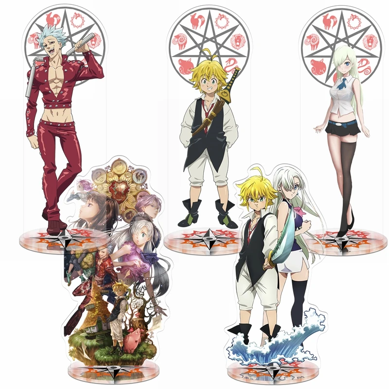Anime The Seven Deadly Sins Acrylic Stand Action Meliodas Elizabeth Diane Ban Figure Toy Acrylic Desktop Stand Model Toys Gifts