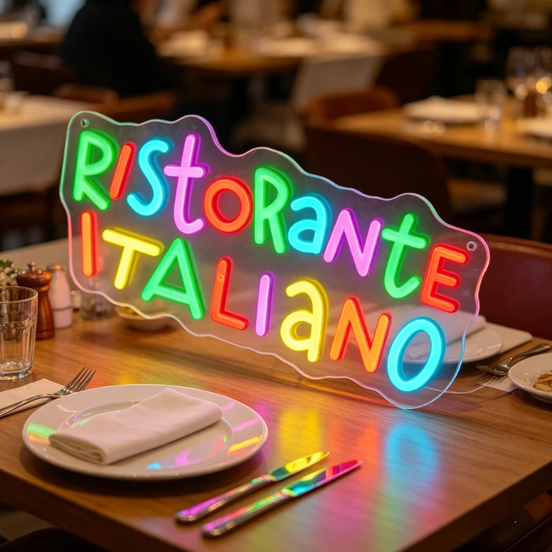 RISTORANTE ITALIANO LED Neon Sign Colorful Decor for Dining Cafe Bar Business Attracts Customers Romantic Ambiance Lighting
