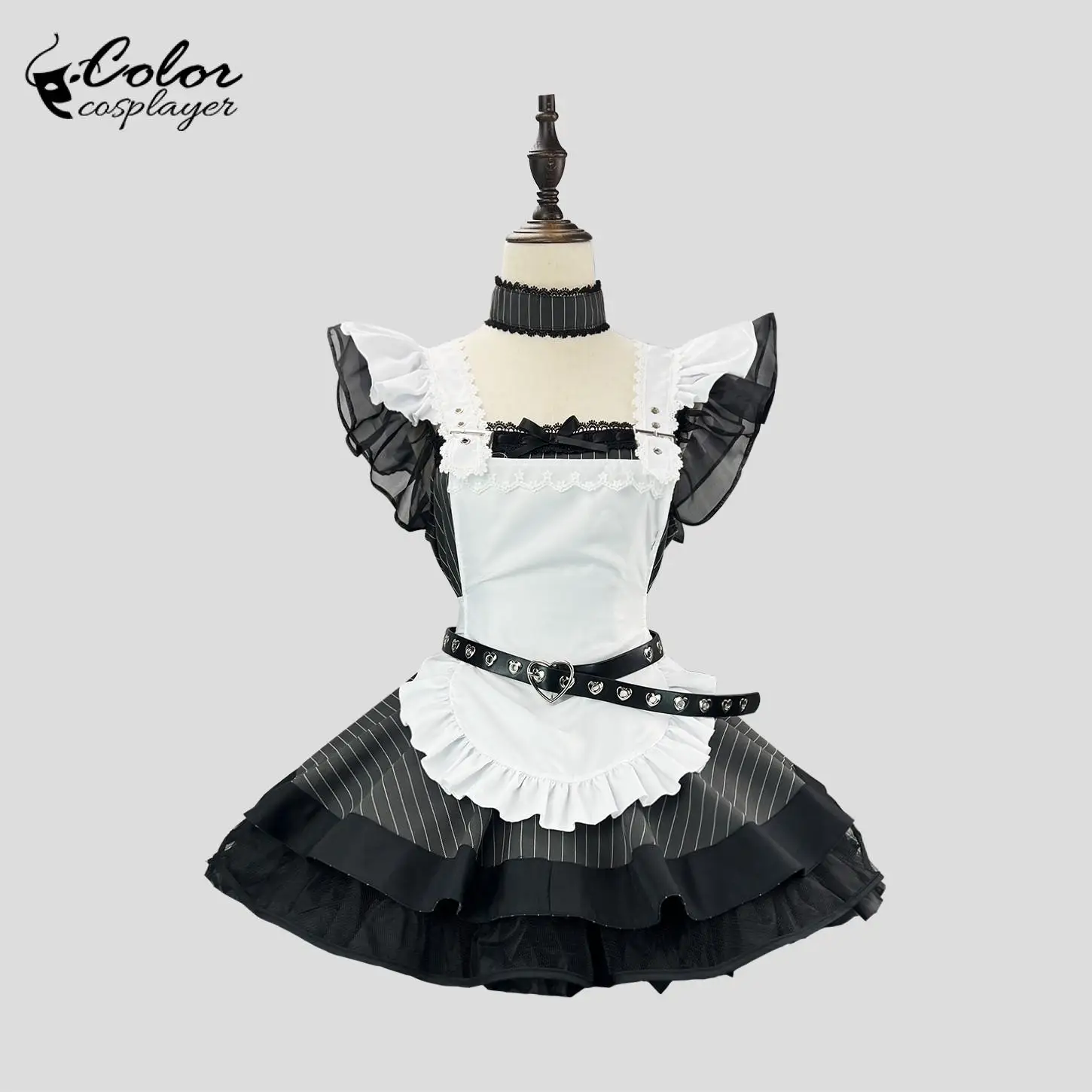 

Цветное платье для косплея в стиле панк, винтажный готический костюм для косплея на Хэллоуин, платье Лолиты с летящими рукавами и фартуком, крутая униформа служанки