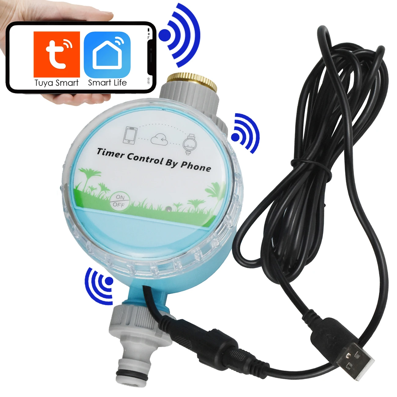 

Sprycle Automatic Wireless Smart WiFi Water Timer Home Garden Irrigation Watering Remote Controller Outdoor for Greenhouse Plant