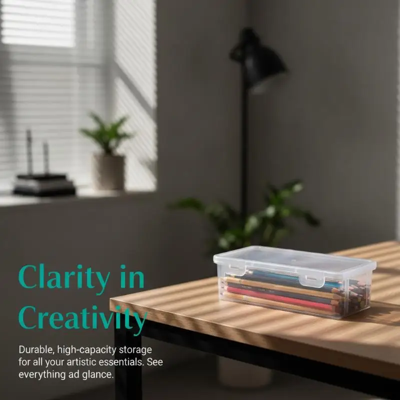 4Pcs Plastic Pencil Storage Box Transparent Pen Marker Organizer Box With Lid