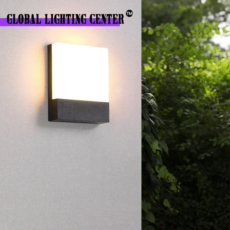 Simple Square LED Wall Lamp 110-240V Aluminum Shell Acrylic Led Wall Lighting Outdoor 15W Porch Lights Home Decoration