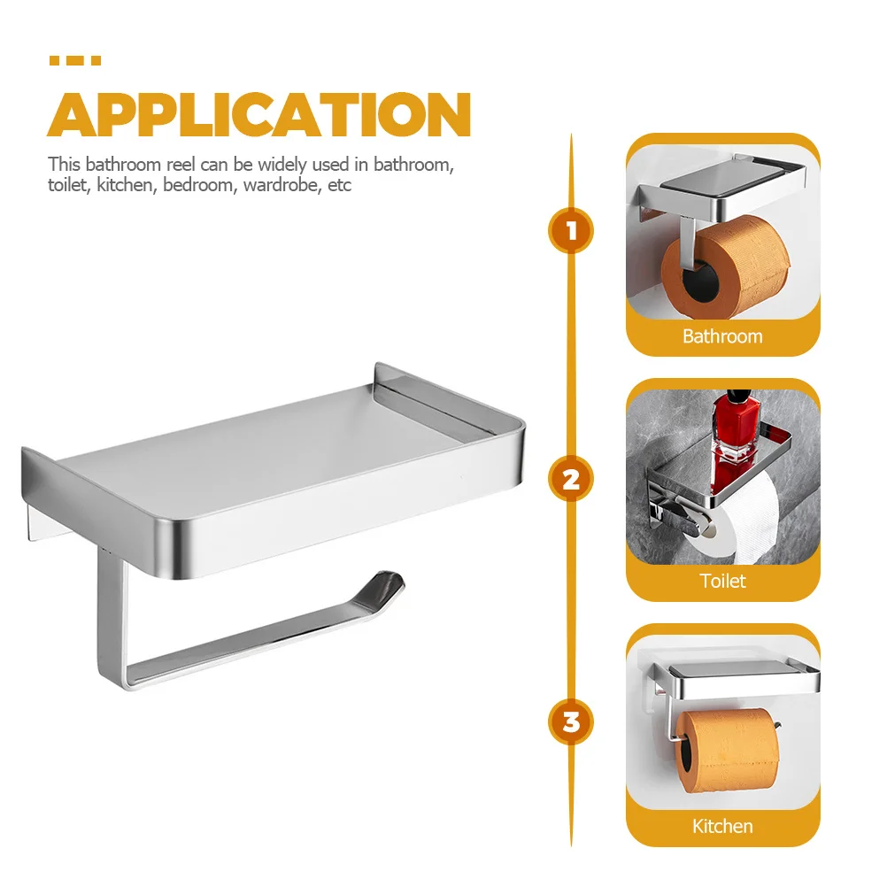 

Stainless Steel Toilet Paper Holder Tissue Roll Stand Phone Shelf For Bathroom Kitchen Wall Mounted Organizer Tissue Roll
