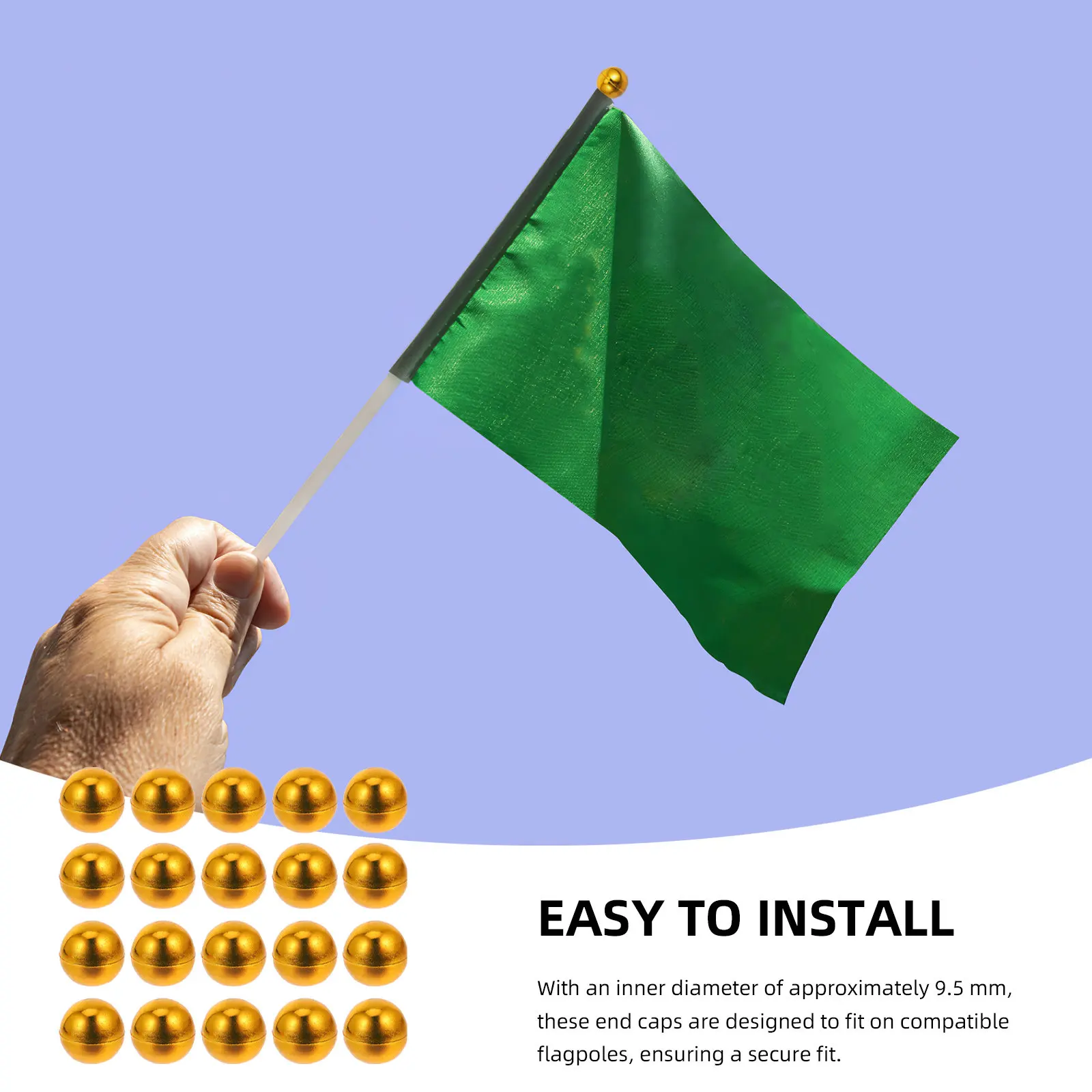 20Pcs Golden Flag Pole Finial Caps Plastic Flagpole Top Decor for Indoor Outdoor Residential Commercial Ceremonial Use Flag Pole