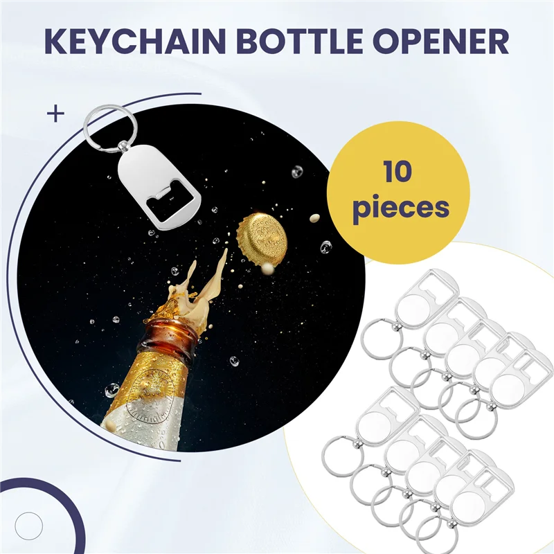 10 Pcs Sublimation Blank Keychain Metal Bottle Opener Blank Key Ring Heat Transfer Rectangular Sublimation Keychainn01r