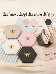 1 PC Hexagonal Stainless Steel Desktop Makeup Mirror For Mom Sisters Friends Wife Outing Makeup Home Daily Gift Birthday