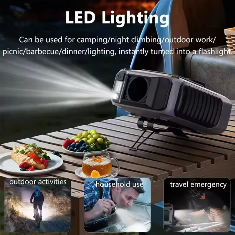 ZaiXiao 4000mA Portable Waist Fan LED Lighting Hanging Neck Fan Rechargeable Personal Wearable Cooling Belt Clip Fan for Outdoor
