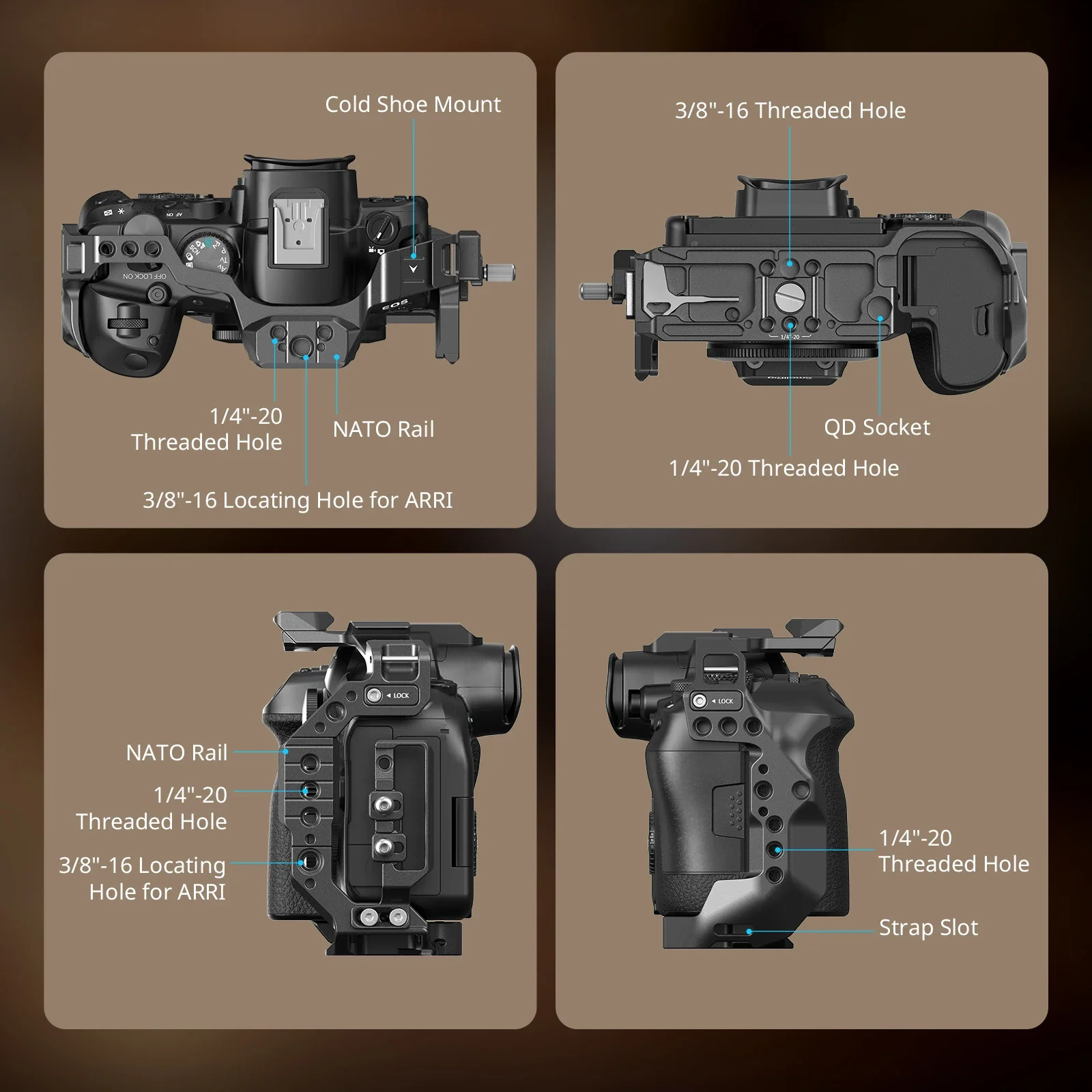 Kit de jaula de cámara SmallRig R6 Mark II para Canon EOS R6 Mark II con abrazadera de Cable de mango superior Placa de liberación rápida Arca-Swiss-5197