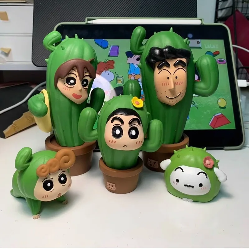 

Handmade Models Crayon Shin Chan Cactus Series Shin Chan Handmade Nohara Cute Desktop Dolls Collect Decoration Pvc Toys Gifts
