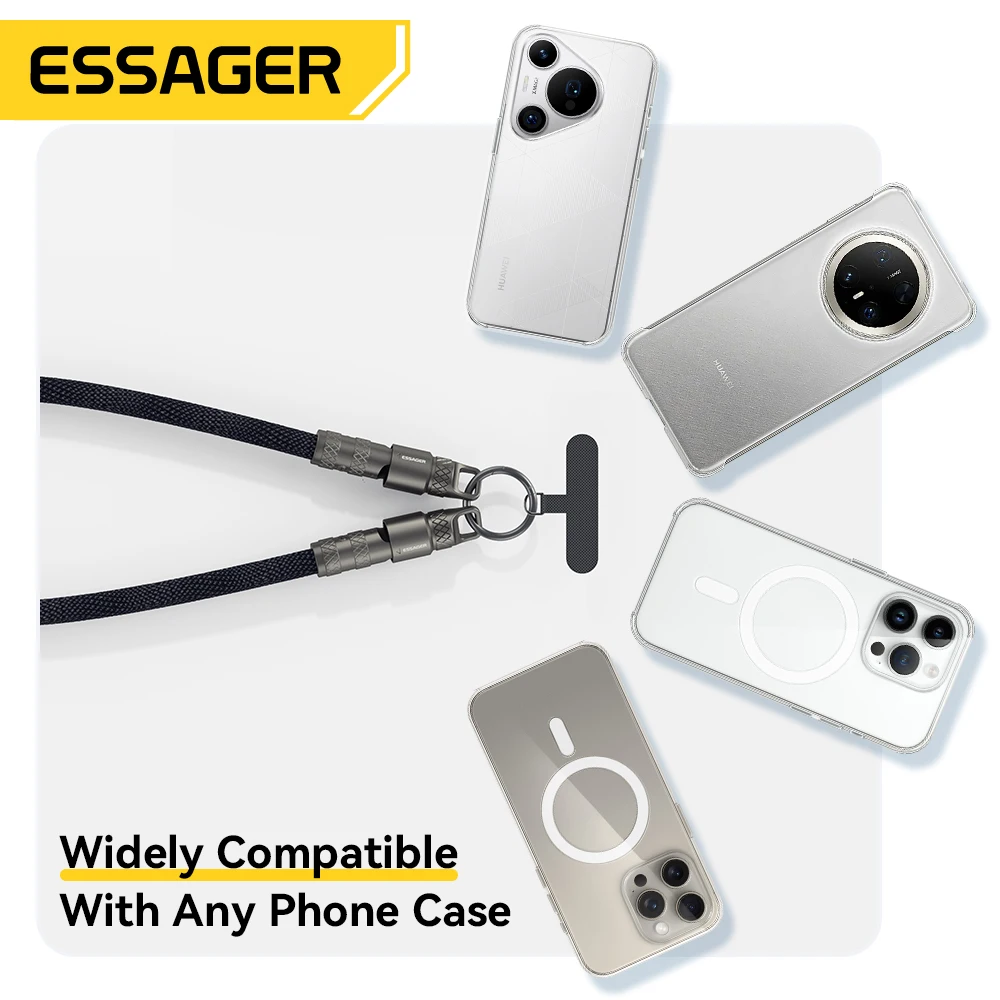 Essager 2 em 1 60W USB-C para tipo-C cordão cabo de dados 3A PD carregamento rápido para iPhone 16 15 Samsung Huawei laptops corda anti-perda