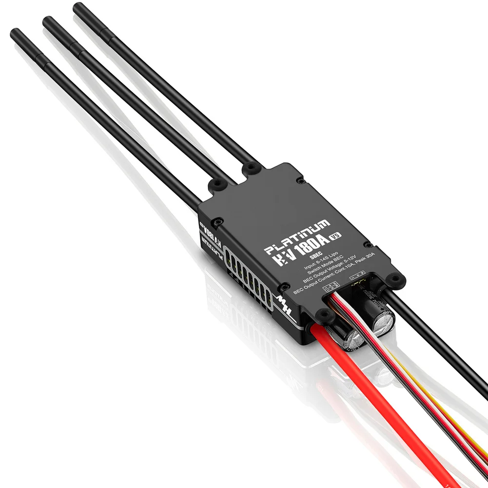 Hobbywing Platinum HV 180A V5 SBEC بدون فرش ESC 6-14S الجهد العالي ESC لطائرة هليكوبتر كهربائية فئة 550-700 أو جناح ثابت