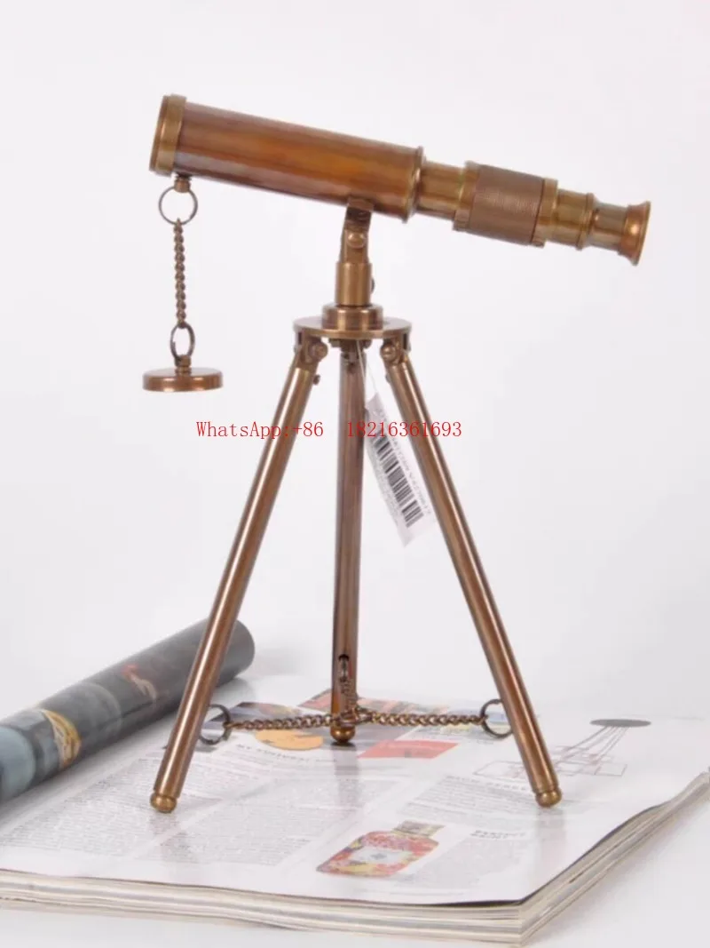 Imported American Retro Brass Telescope Home Decoration Model Room Ornament Shelf Display Props