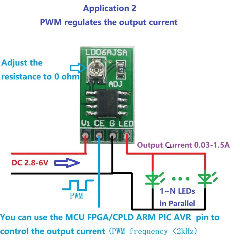 DC 3.3V 3.7V 5V LED Driver 30-1500MA Constant Current Adjustable Module PWM Control Board for USB 18650 -