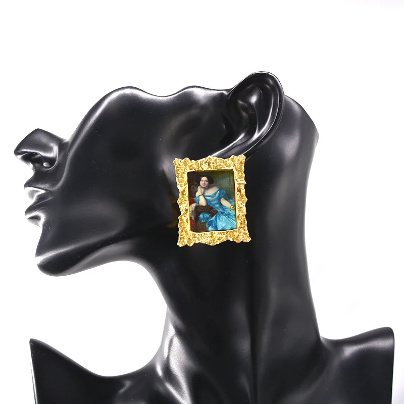 Retro World Famous Painting Lady Portait Stud Earring