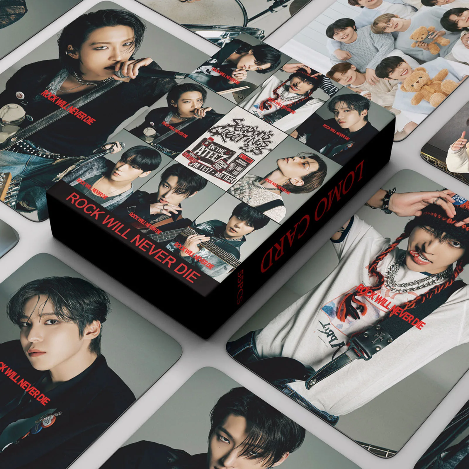 Kpop ATEEZ 2025 SEASON’S GREETINGS Boxed Card 55pcs/Set High Quality HD Photo Double Sides Printing Photocard Fans Collection