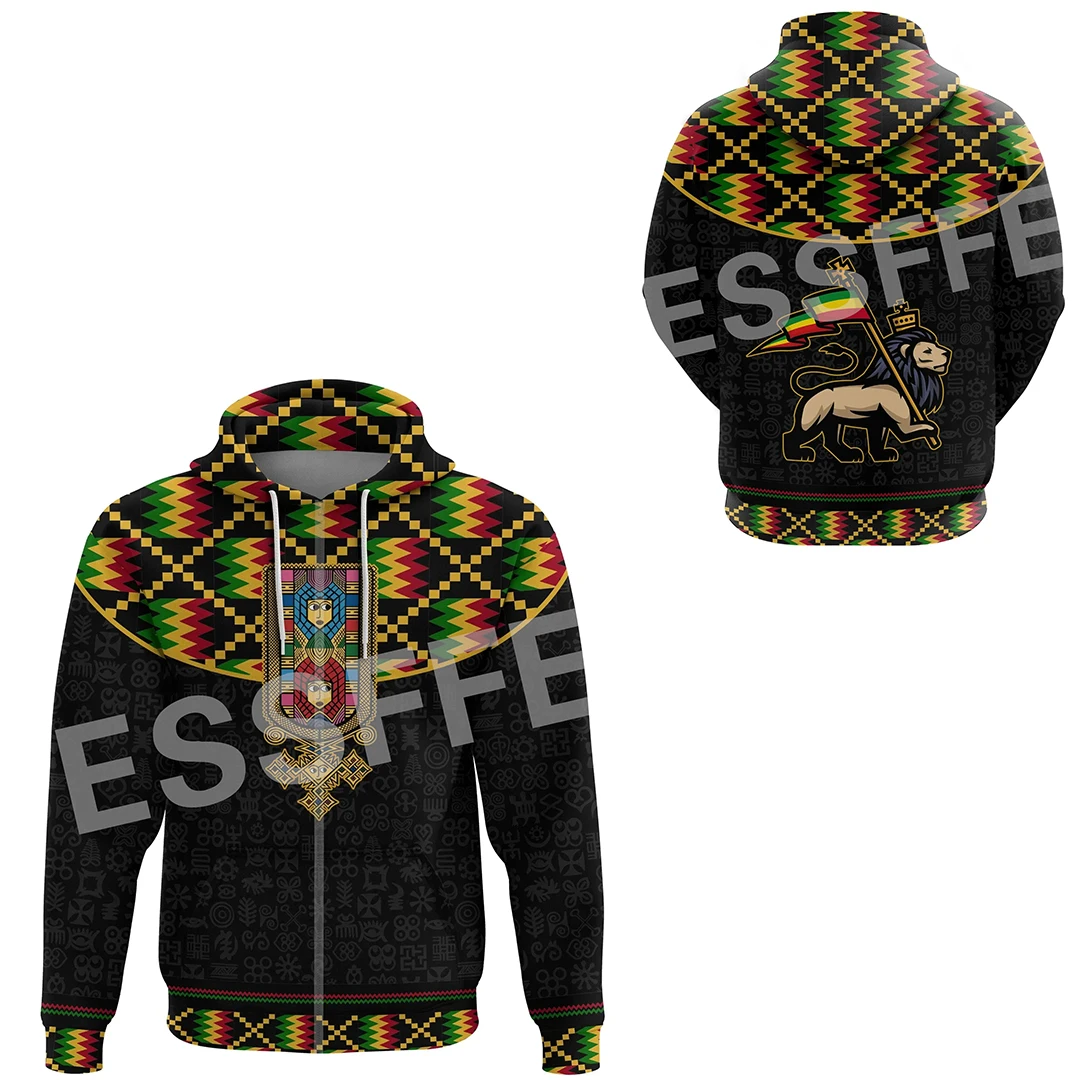 Africa Country Flag Lion Ethiopia Church Reggae Tribel Tattoo Streetwear Tracksuit 3DPrint Unisex Casual Funny Jacket Hoodies 19